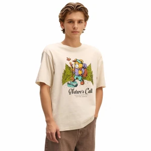 Cropp - Beżowa koszulka z motywem natury - beżowy