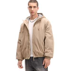 Cropp - Beżowa kurtka bomber z kapturem - beżowy