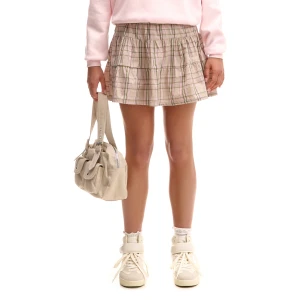 Cropp - Beżowa spódnica mini w kratę - beżowy