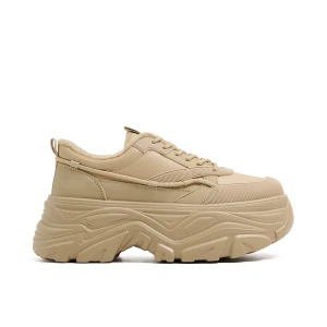 Cropp - Beżowe sneakersy chunky na zimę - beżowy