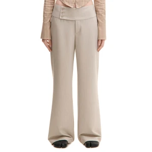 Cropp - Beżowe spodnie z zapięciem na guziki - beżowy