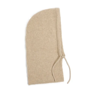 Cropp - Beżowy prążkowany kaptur z dodatkiem wełny - kremowy