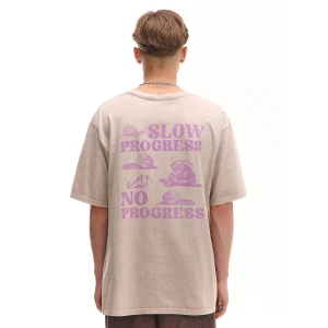 Cropp - Beżowy T-shirt z efektem sprania - beżowy