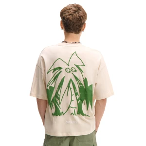 Cropp - Beżowy T-shirt z motywem oczu - beżowy