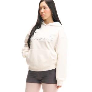 Cropp - Biała bluza z kapturem i srebrnym haftem - biały