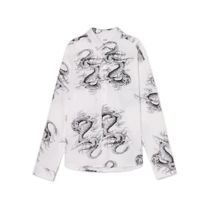 Cropp - Biała koszula z motywem smoka - biały