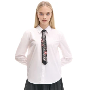 Cropp - Biała koszula z ozdobnym krawatem - biały