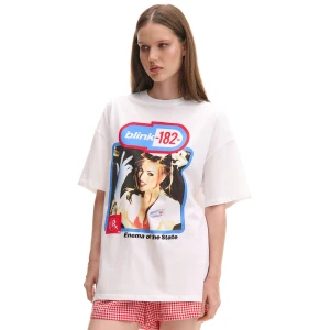 Cropp - Biała koszulka Blink-182 - biały