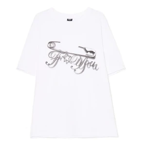 Cropp - Biała koszulka z agrafką i napisem - biały