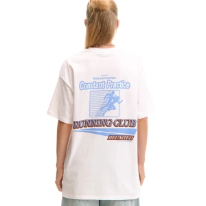 Cropp - Biała koszulka z biegowym nadrukiem - biały