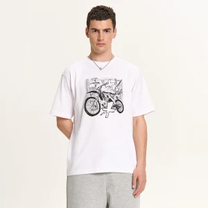 Cropp - Biała koszulka z crossowym motocyklem - biały