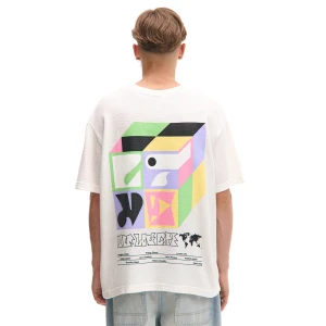 Cropp - Biała koszulka z kolorowymi nadrukami - biały