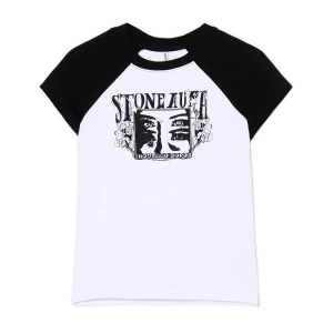 Cropp - Biała koszulka z kontrastowymi nadrukami - biały