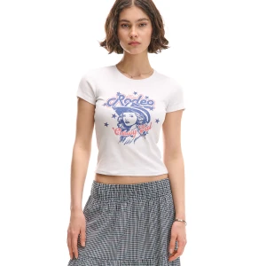 Cropp - Biała koszulka z kowbojskim nadrukiem - biały