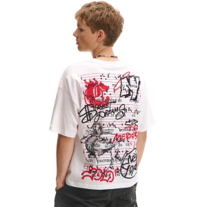 Cropp - Biała koszulka z motywem graffiti - biały