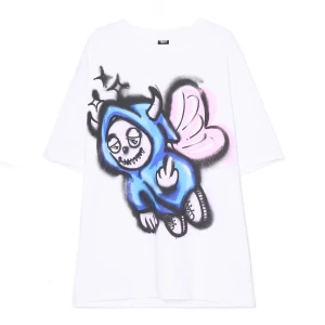 Cropp - Biała koszulka z nadrukiem graffiti - biały