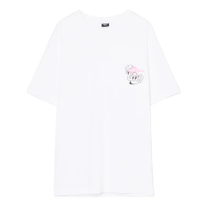 Cropp - Biała koszulka z niewielkim nadrukiem - biały