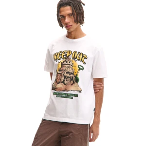 Cropp - Biała koszulka z zamkiem z piasku - biały