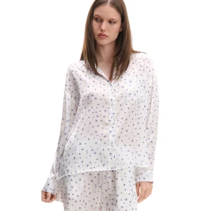 Cropp - Biała satynowa koszula w kwiaty - biały