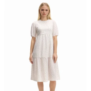 Cropp - Biała sukienka midi w groszki - biały