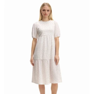 Cropp - Biała sukienka midi w groszki - biały