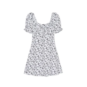 Cropp - Biała sukienka mini w kwiaty - kremowy