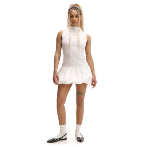 Cropp - Biała sukienka mini ze stójką - biały