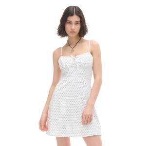 Cropp - Biała sukienka w groszki - biały