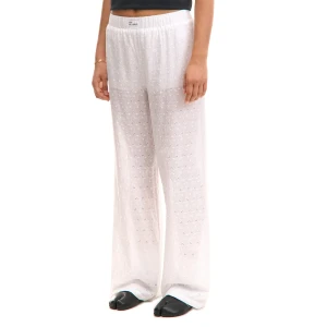 Cropp - Białe spodnie z ażurowym wykończeniem - biały