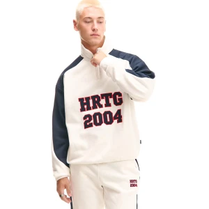 Cropp - Biało-granatowa bluza ze stójką - kremowy