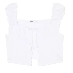 Cropp - Biały crop top z wiązaniem - biały