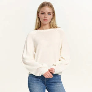 Cropp - Biały luźny sweter - biały