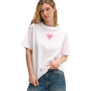 Cropp - Biały T-shirt oversize z Atomówkami - biały
