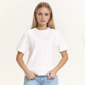 Cropp - Biały T-shirt regular z krótkim rękawem - biały