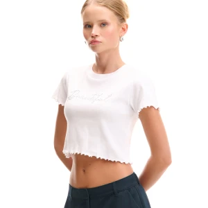 Cropp - Biały T-shirt z aplikacją - biały