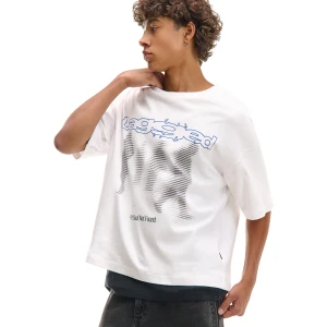 Cropp - Biały T-shirt z autorskim nadrukiem - biały