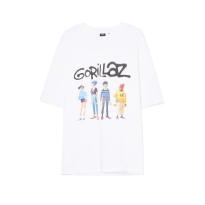 Cropp - Biały T-shirt z Gorillaz - biały