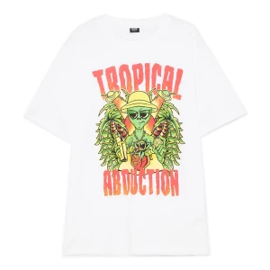 Cropp - Biały T-shirt z motywem UFO - biały