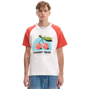 Cropp - Biały T-shirt z motywem wiśni - biały