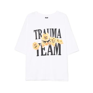 Cropp - Biały T-shirt z nadrukiem - biały