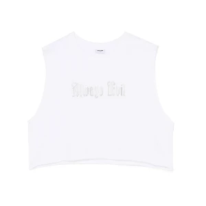 Cropp - Biały T-shirt z ozdobnym napisem - biały