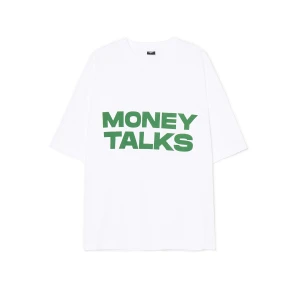 Cropp - Biały T-shirt z zielonym napisem - biały