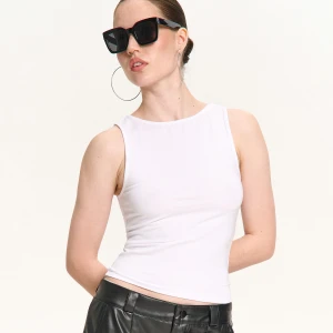 Cropp - Biały top z modalem - biały