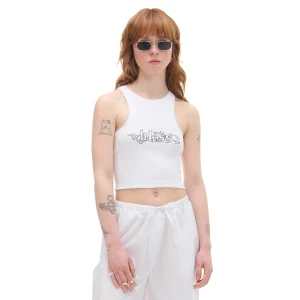 Cropp - Biały top z napisem - biały