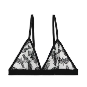 Cropp - Biustonosz z dekoracyjną siateczką w ćmy - czarny