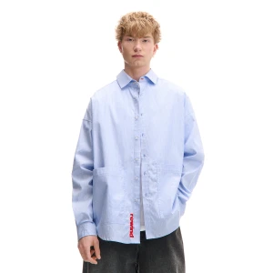 Cropp - Błękitna koszula w paski z kieszeniami - błękitny