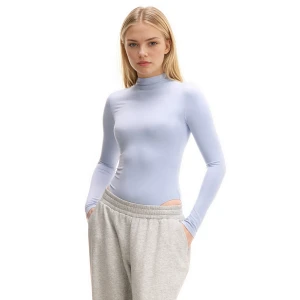 Cropp - Błękitne body z długim rękawem - błękitny