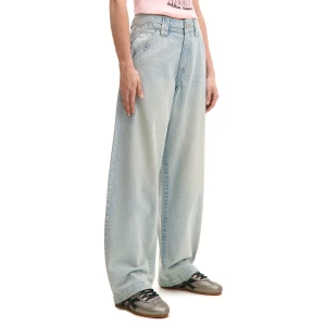 Cropp - Błękitne jeansy baggy w stylu workwear - niebieski