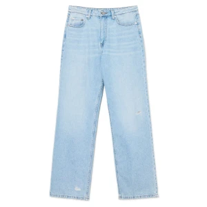 Cropp - Błękitne jeansy baggy z postrzępieniami - niebieski