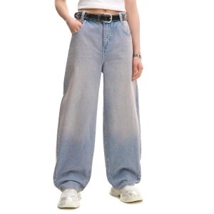 Cropp - Błękitne jeansy skater z efektem sprania - niebieski